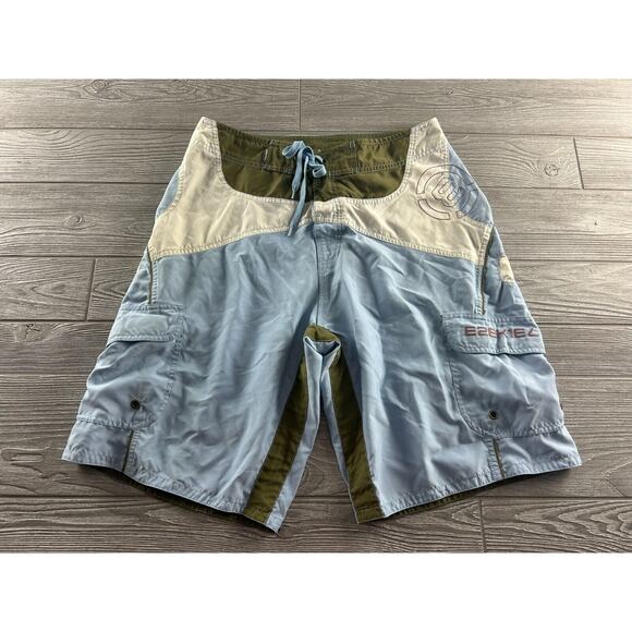 Ezekiel Men Swimwear 32 Blue/White/Green Colorblock Cargo Pockets Drawstring - Picture 1 of 10